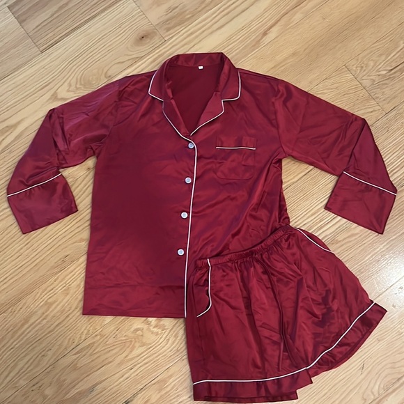 Other - Red Silk Pajama Short Set